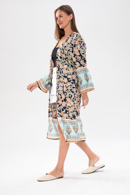 Black Floral Kimono - One Size