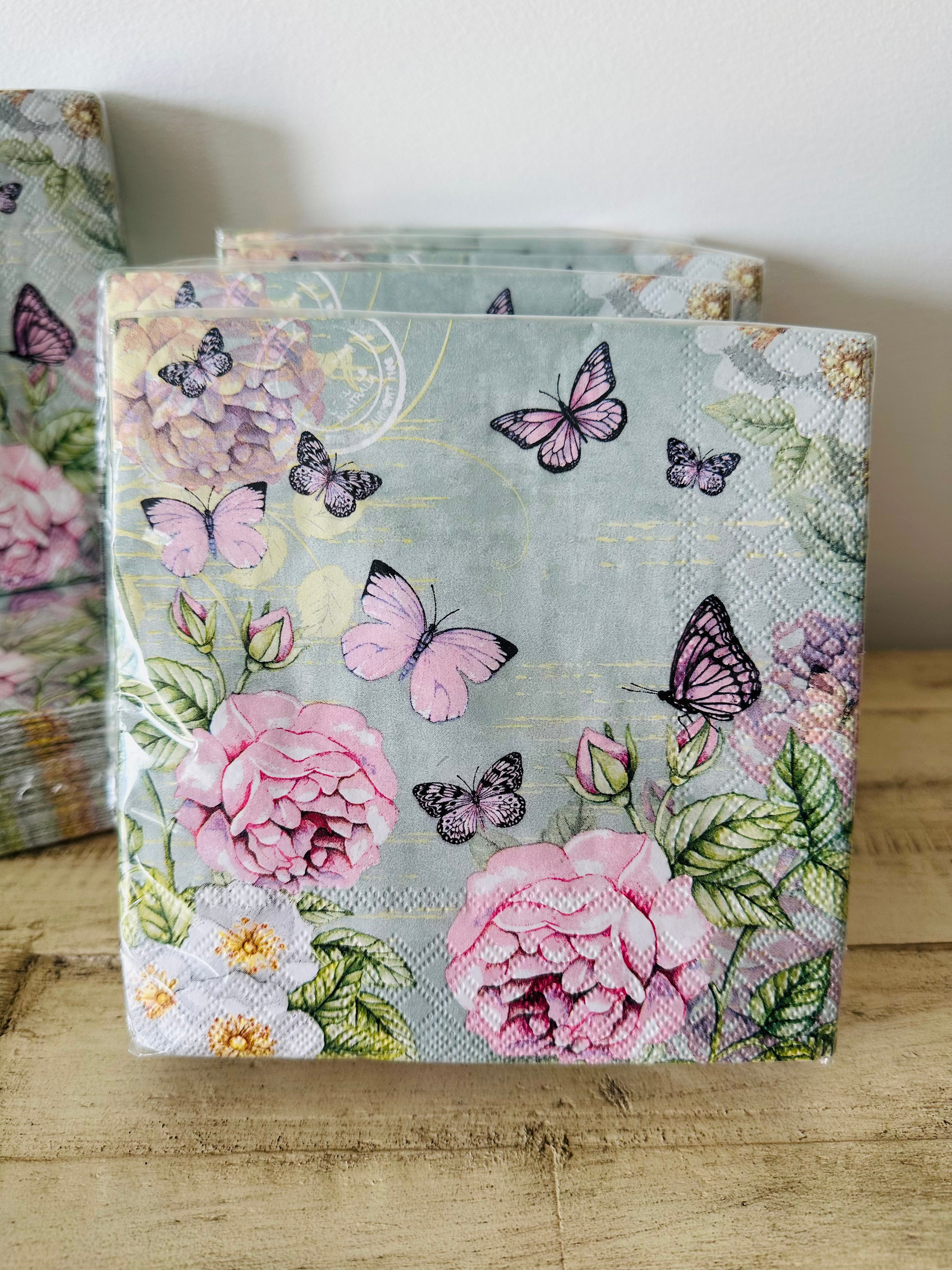 Butterflies & Flowers Luncheon Napkins