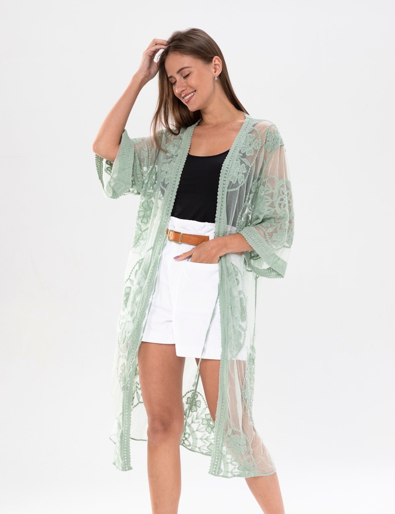 Lacey Kimono: Soft Green