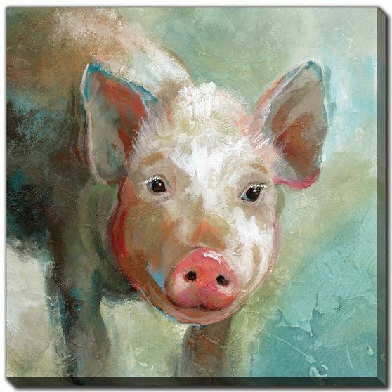 Colorful Quirky Pig Art