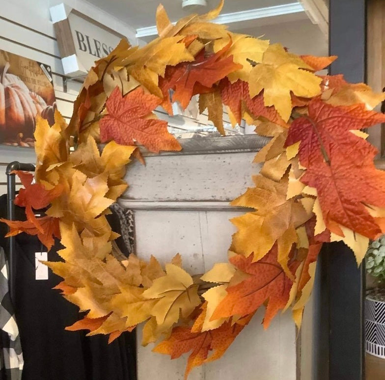 Mixed Fall Leaves Wreath