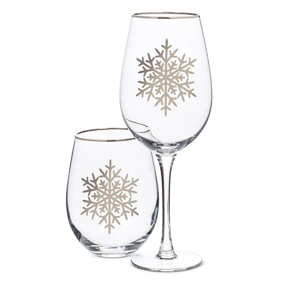 Silver Snowflake Wine Glass