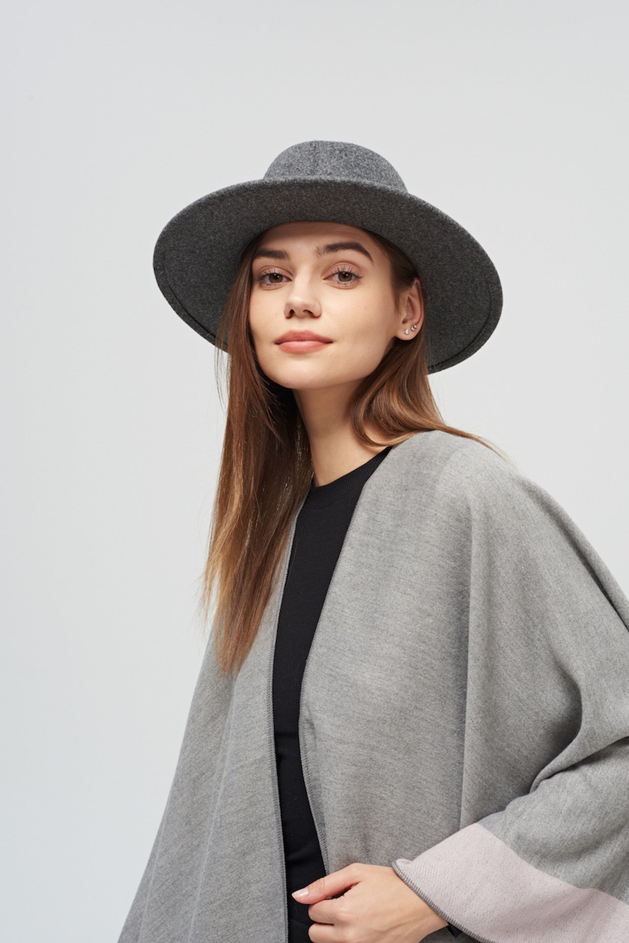 Grey Fedora Felt Hat