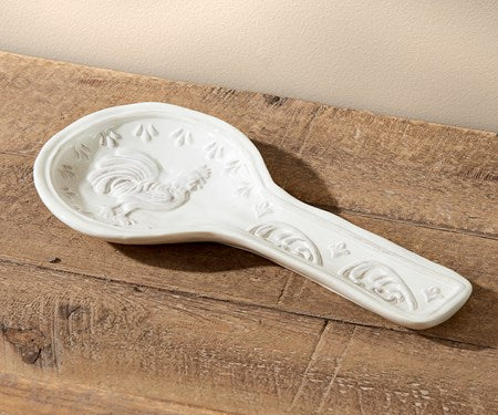 White Rooster Design Spoon Rest