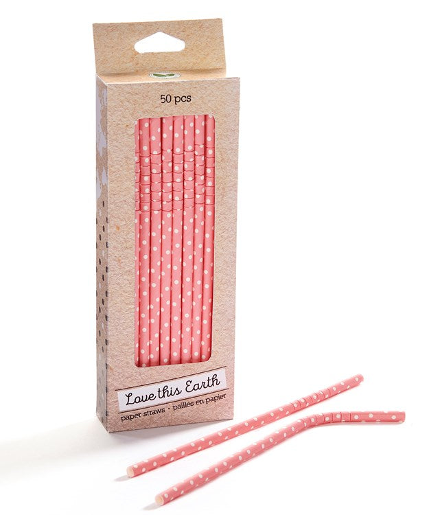 Paper Straws ~ Light Pink Polka Dot
