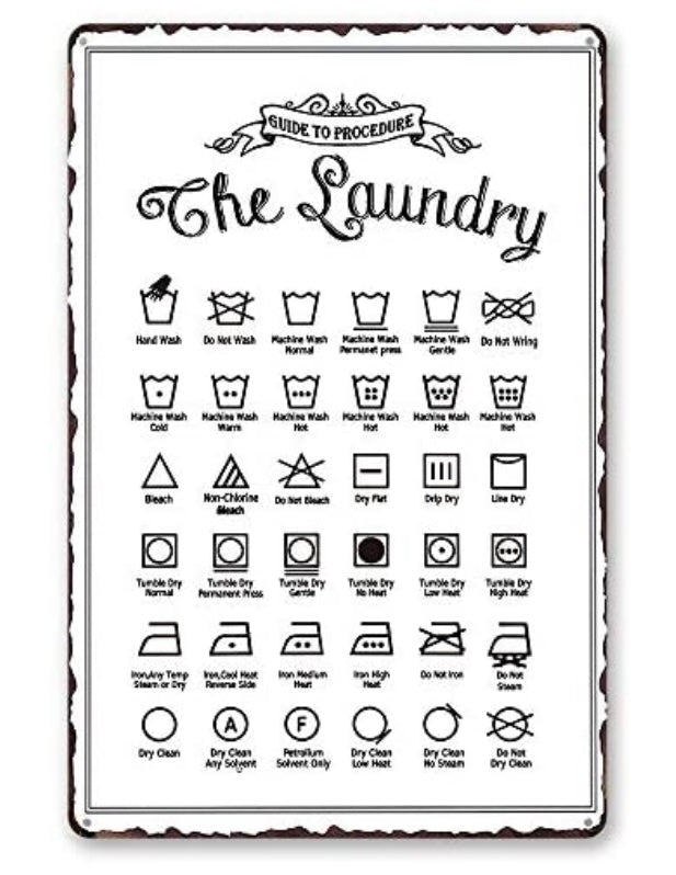 Laundry Symbols Tin Sign