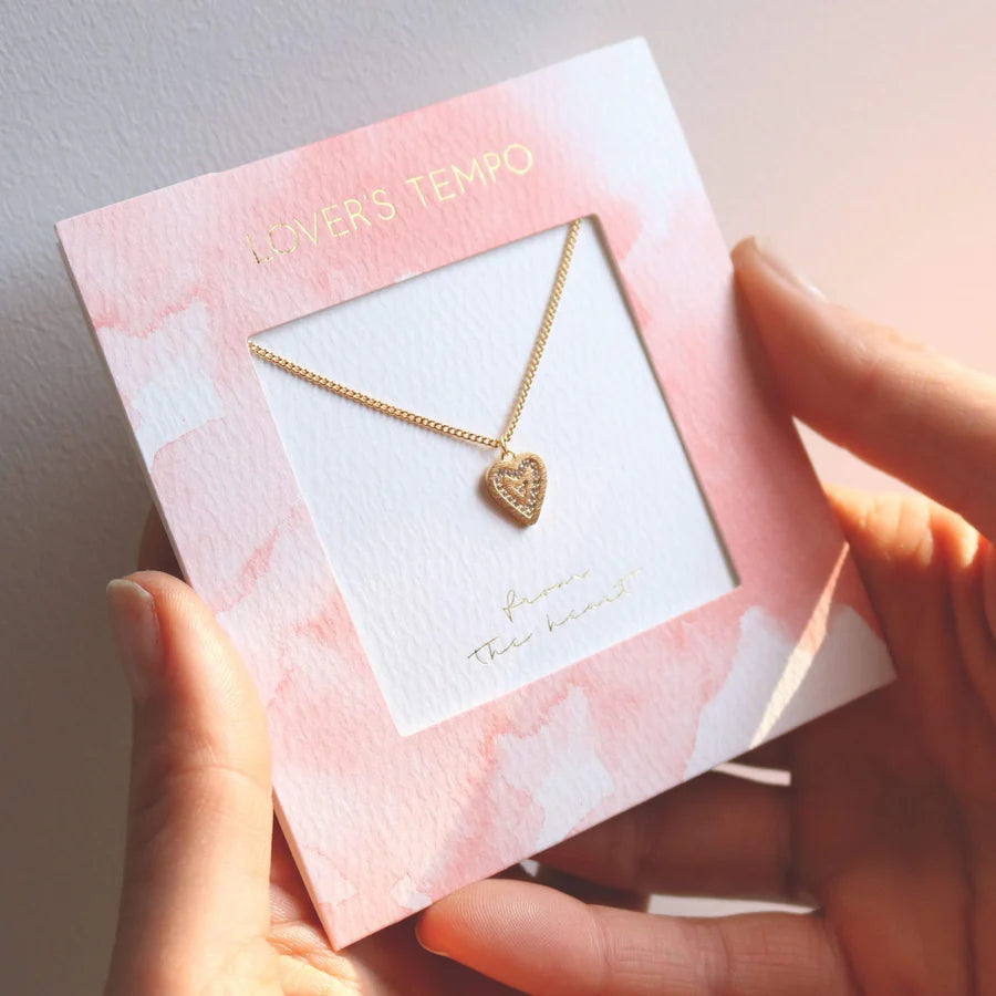 From the Heart Pave Heart Necklace Gold