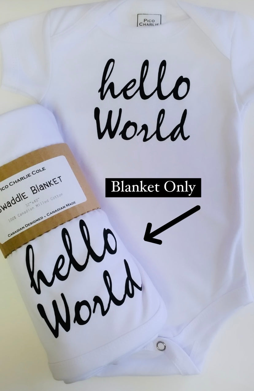 “Hello World” Swaddle Blanket